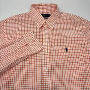 Ralph Lauren XL‎ Orange Check Long Sleeve Button Down Slim Fit Shirt